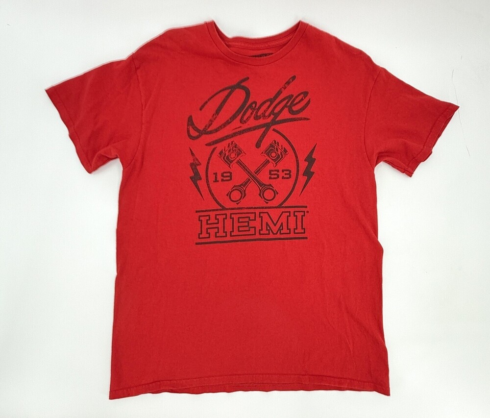 Dodge HEMI 1953 Shirt Mens Large Red Graphic Mopar Muscle Car Crewneck T-Shirt